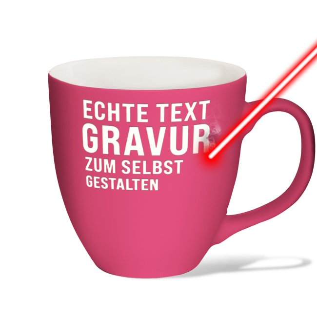 Matte Mahlwerck XXL Jumbotasse aus Porzellan mit Gravur - Hot Pink