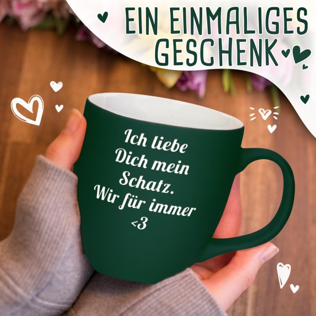 Matte Mahlwerck XXL Jumbotasse aus Porzellan mit Gravur - Forest Green