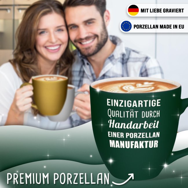 Matte Mahlwerck XXL Jumbotasse aus Porzellan mit Gravur - Forest Green
