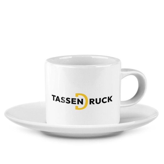 Espresso Tasse aus Keramik - Henkel rund - mit Teller - 70 ml