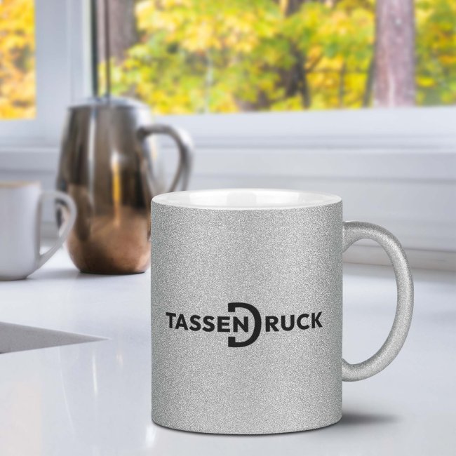 Glitzertasse aus Keramik - 300 ml -  6 Farbt&ouml;ne