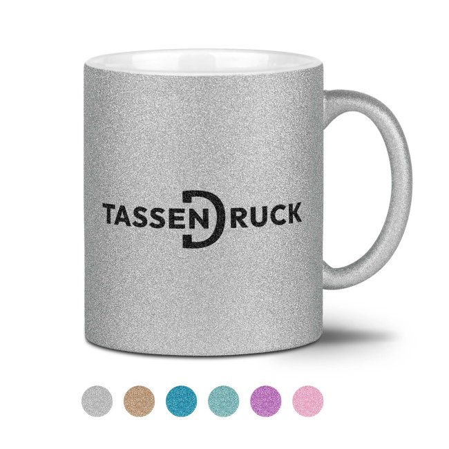 Glitzertasse aus Keramik - 300 ml -  6 Farbt&ouml;ne