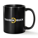 Schwarze Tasse mit bedruckbarem Wei&szlig;feld - Keramik...