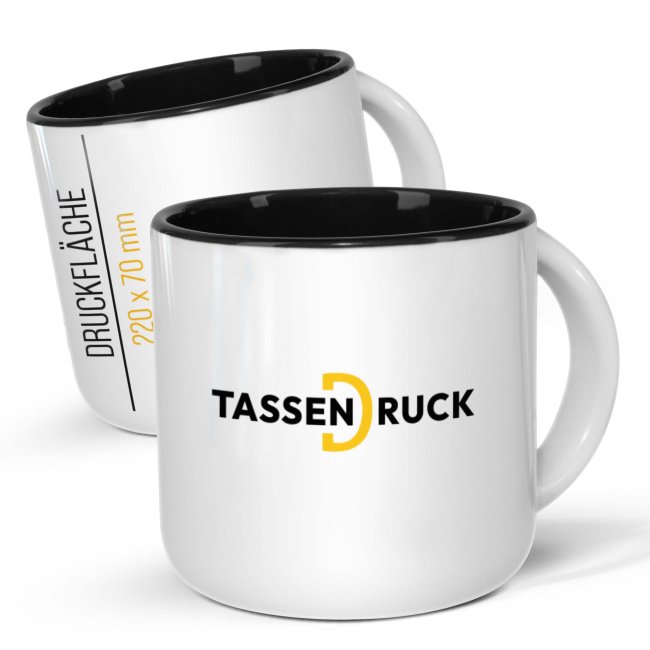 Kaffee-Pott 400 ml - Innen Schwarz - inkl. Druck - Druckbereich - 220 x 70 mm