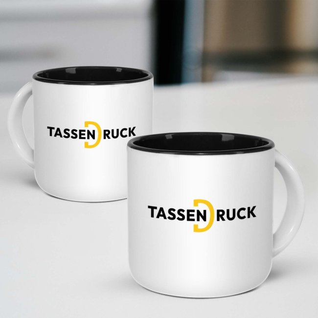 Kaffee-Pott 400 ml - Innen Schwarz - inkl. Druck - Druckbereich - 220 x 70 mm