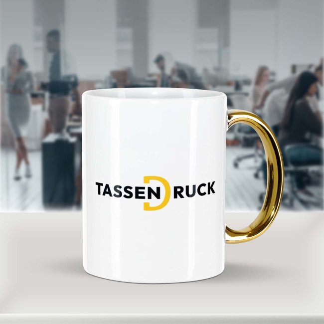 Keramiktasse mit Goldhenkel - 300 ml