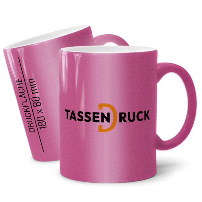 Metallic-Tasse - 300 ml - Metallic Rosa - inkl. Druck