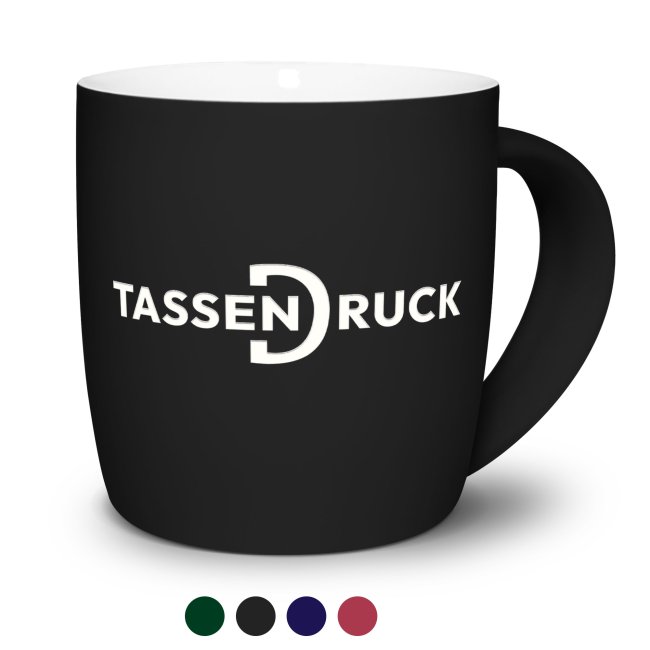 Gummierte Porzellan Tasse zum Gravieren - 300 ml - 4 Farbt&ouml;ne