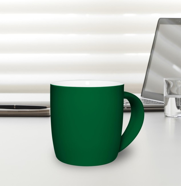 Gummierte Porzellan Tasse - 300 ml - Gr&uuml;n - ohne Veredlung