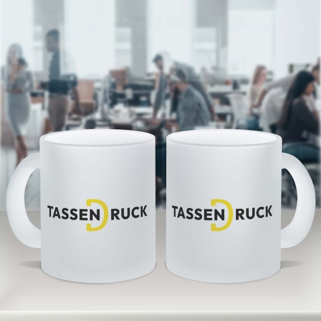 Glastasse - 300 ml - satiniert - inkl. Druck - Druckbereich 220 x 70 mm