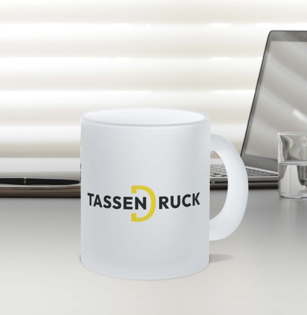 Glastasse - 300 ml - satiniert - inkl. Druck - Druckbereich 220 x 70 mm