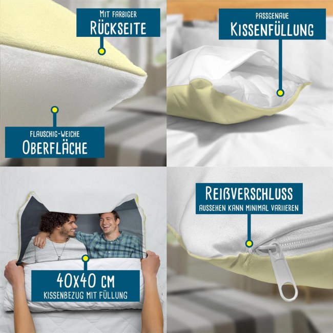 Fotokissen flauschig-weich - mit Foto und oder Text personalisieren - Gelb flauschig mit F&uuml;llung
