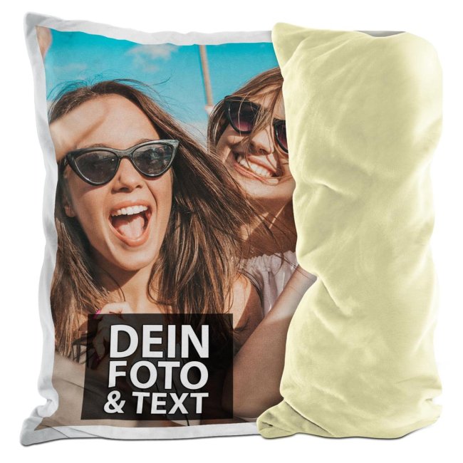 Fotokissen flauschig-weich in verschiedenen Farben R&uuml;ckseite Gelb Flauschig ohne F&uuml;llung