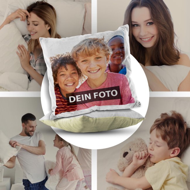 Fotokissen flauschig-weich in verschiedenen Farben R&uuml;ckseite Gelb Flauschig ohne F&uuml;llung