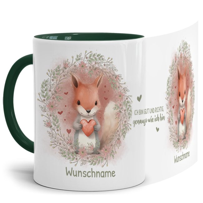 Personalisierbare Tasse als Geschenk f&uuml;r Kinder - mit Name selbst gestalten - Eichh&ouml;rnchen