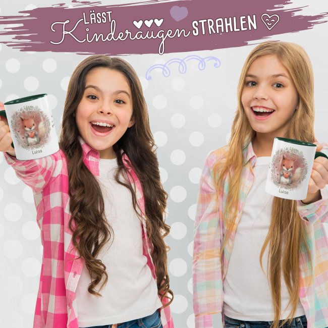 Personalisierbare Tasse als Geschenk f&uuml;r Kinder - mit Name selbst gestalten - Eichh&ouml;rnchen