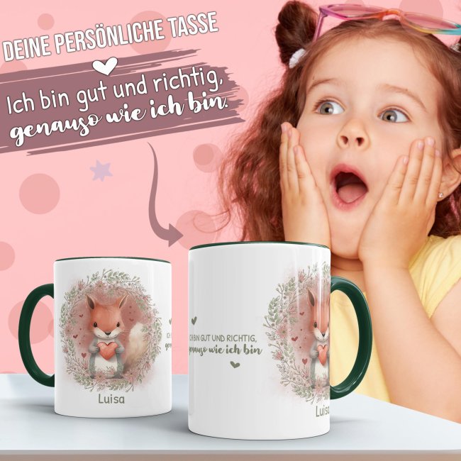 Personalisierbare Tasse als Geschenk f&uuml;r Kinder - mit Name selbst gestalten - Eichh&ouml;rnchen