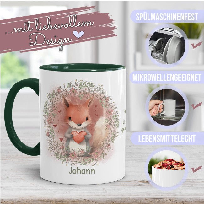 Personalisierbare Tasse als Geschenk f&uuml;r Kinder - mit Name selbst gestalten - Eichh&ouml;rnchen