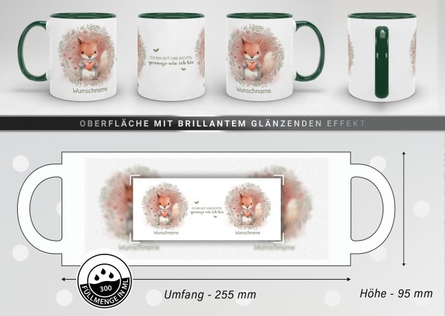 Personalisierbare Tasse als Geschenk f&uuml;r Kinder - mit Name selbst gestalten - Eichh&ouml;rnchen