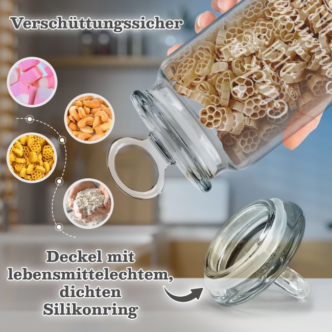 Birambeau Vorratsdose Aus Glas Mit Bambusdeckel – 450 Ml, Luftdicht, Perfekt Für Trockene Lebensmittel
