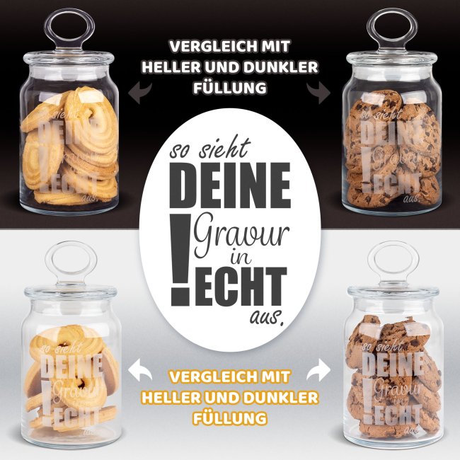 Vorratsdose aus Glas mit Gravur - Zur Hochzeit mit Namen personalisieren - 550 ml