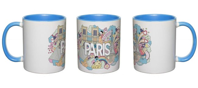 St&auml;dtetasse &quot;Paris&quot; Innen &amp; Henkel Hellblau