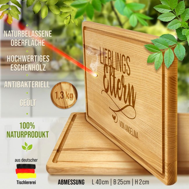 Gro&szlig;es Schneidebrett mit Gravur - Lieblingseltern - mit Wunschtext