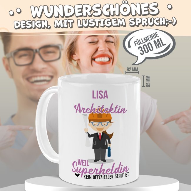 Berufe-Tasse f&uuml;r Frauen - Architektin - mit Name