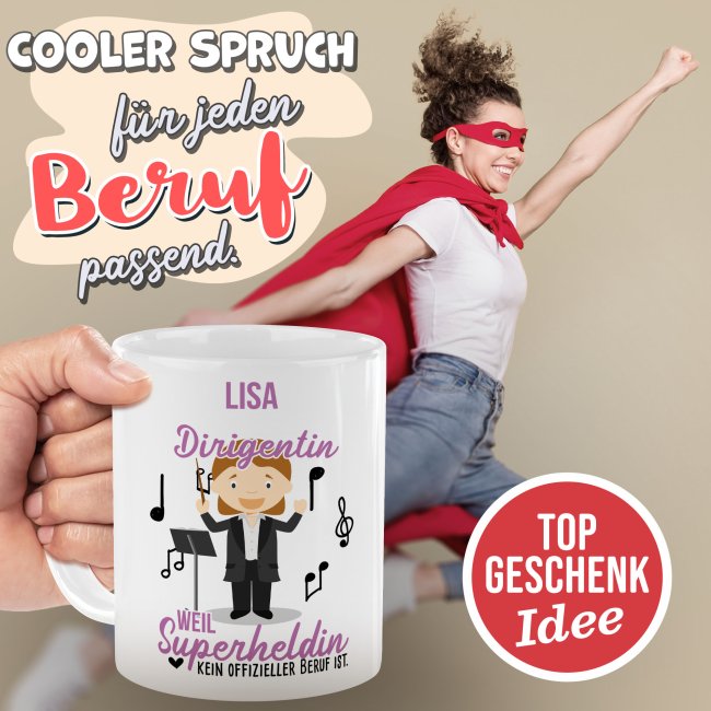 Berufe-Tasse f&uuml;r Frauen - Dirigentin - mit Name