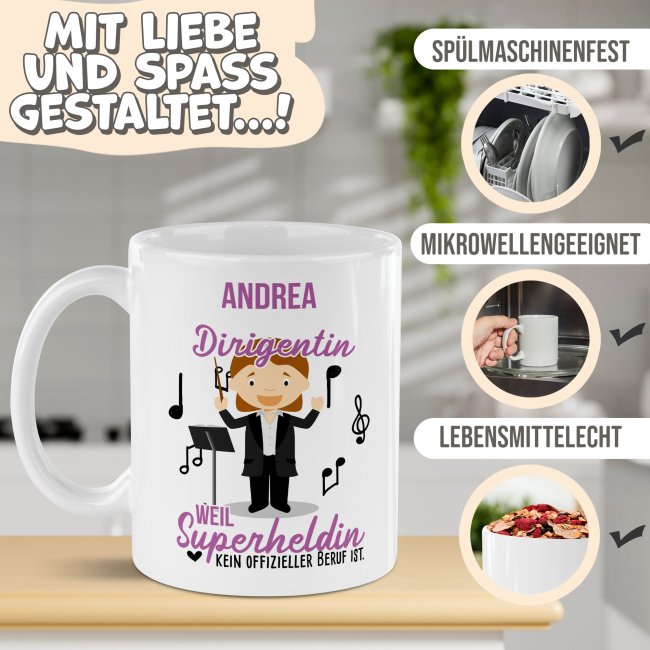 Berufe-Tasse f&uuml;r Frauen - Dirigentin - mit Name