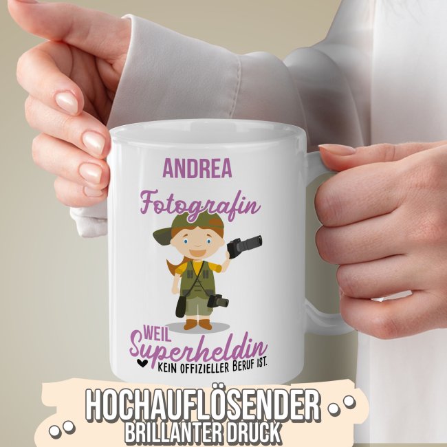 Berufe-Tasse f&uuml;r Frauen - Fotografin - mit Name