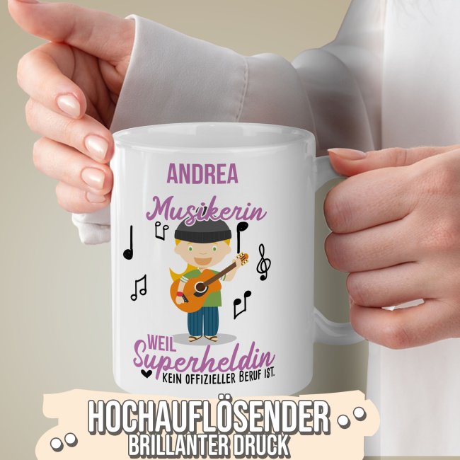 Berufe-Tasse f&uuml;r Frauen - Musikerin - mit Name