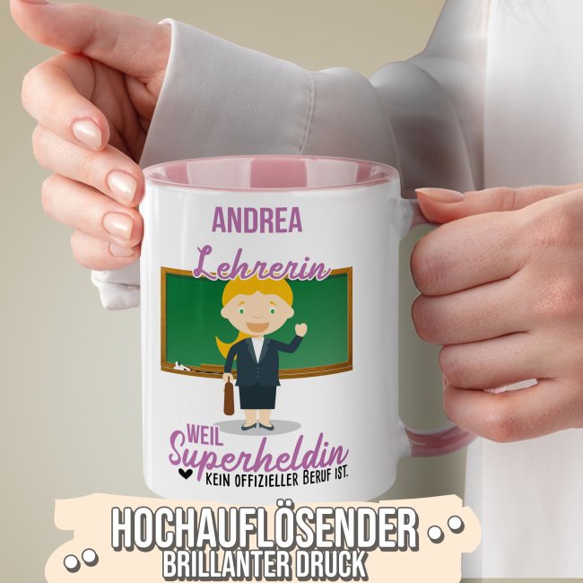 Berufe-Tasse f&uuml;r Frauen - Lehrerin - mit Name