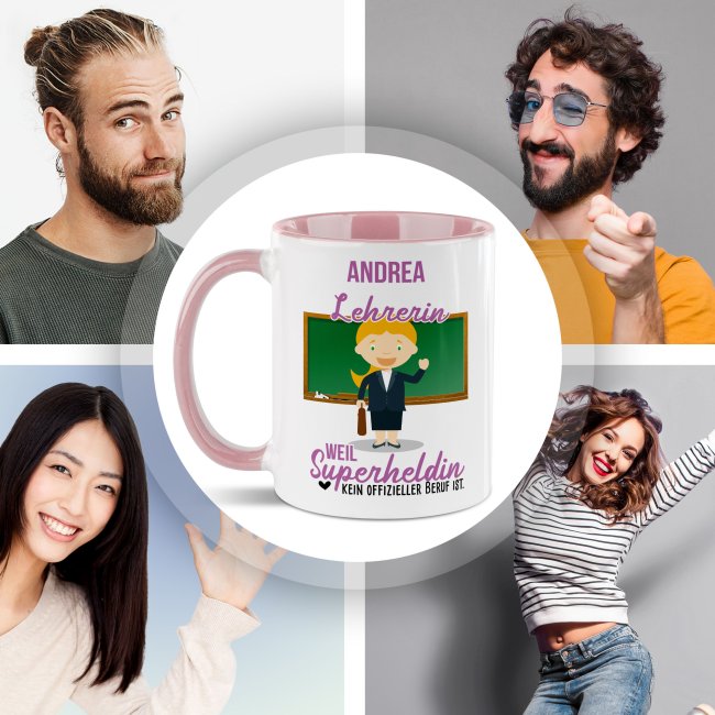 Berufe-Tasse f&uuml;r Frauen - Lehrerin - mit Name