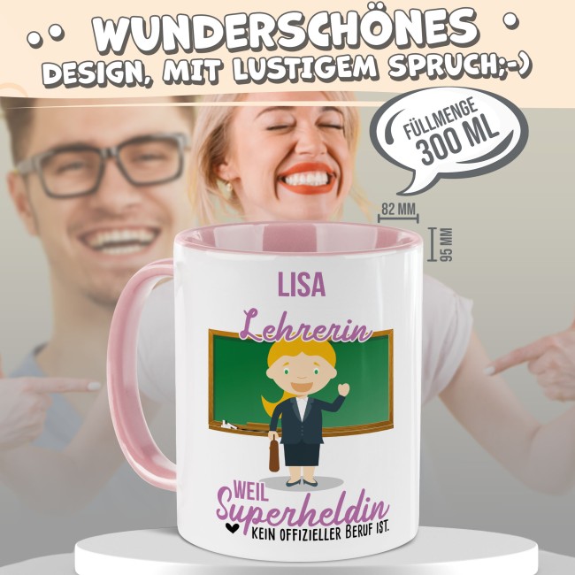 Berufe-Tasse f&uuml;r Frauen - Lehrerin - mit Name