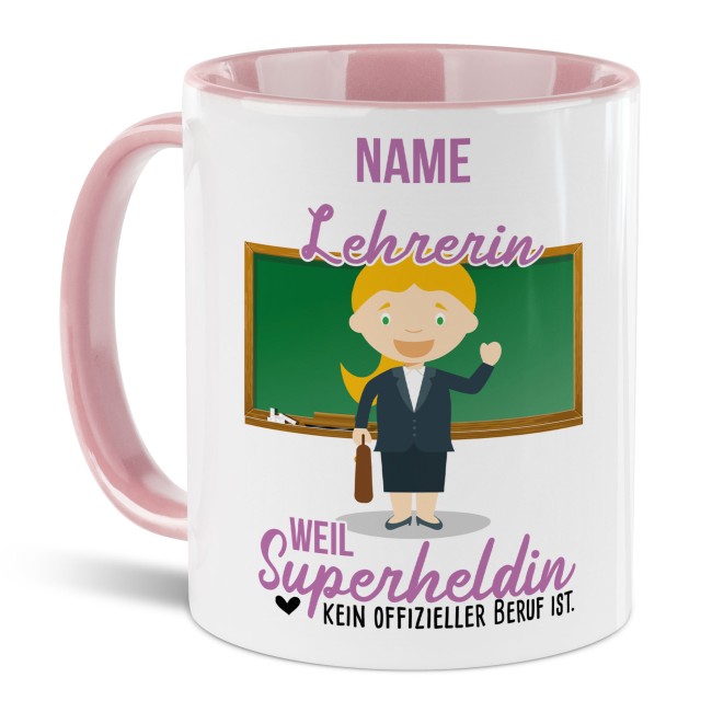 Berufe-Tasse f&uuml;r Frauen - Lehrerin - mit Name
