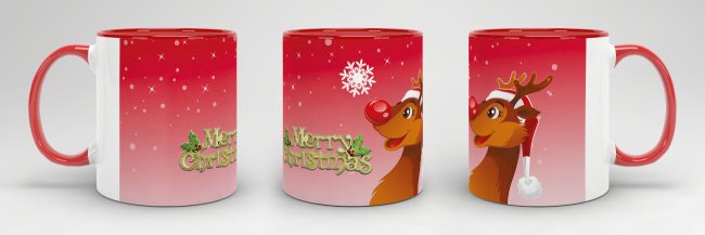 Tasse merry Christmas Innen und Henkel Rot