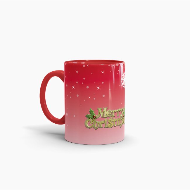 Tasse merry Christmas Innen und Henkel Rot