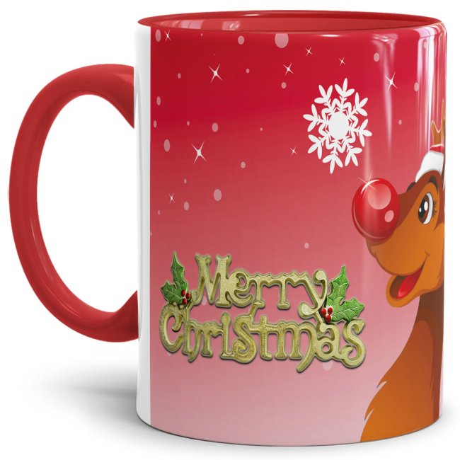 Tasse merry Christmas Innen und Henkel Rot