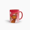 Tasse merry Christmas Innen und Henkel Rot