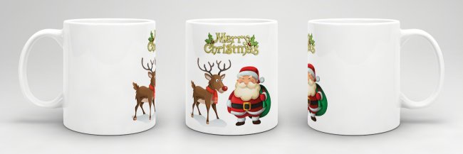 Tasse Merry Christmas Rentier & Weihnachtsmann