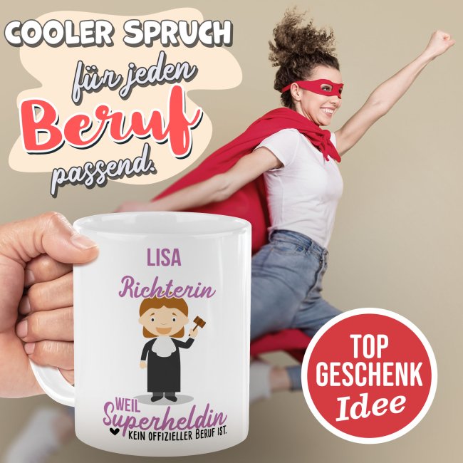 Berufe-Tasse f&uuml;r Frauen - Richterin - mit Name