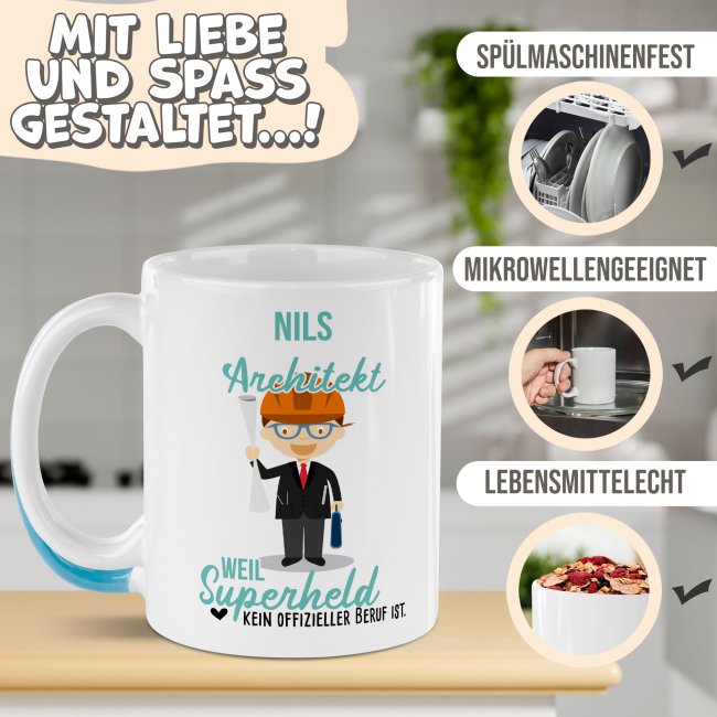 Berufe-Tasse f&uuml;r M&auml;nner - Architekt - mit Name