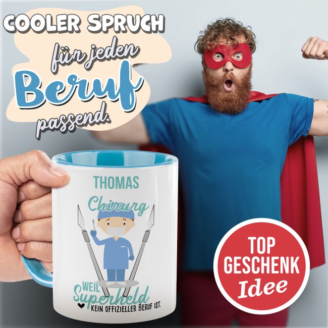 Berufe-Tasse f&uuml;r M&auml;nner - Chirurg - mit Name