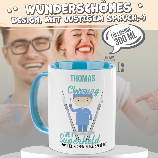 Berufe-Tasse f&uuml;r M&auml;nner - Chirurg - mit Name