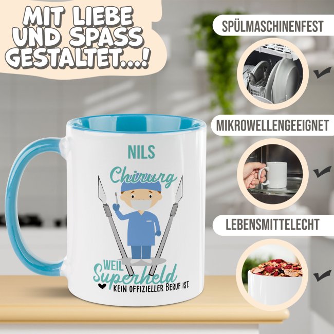 Berufe-Tasse f&uuml;r M&auml;nner - Chirurg - mit Name