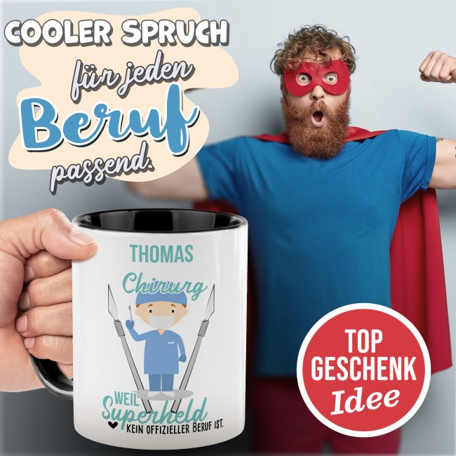 Berufe-Tasse f&uuml;r M&auml;nner - Chirurg - mit Name