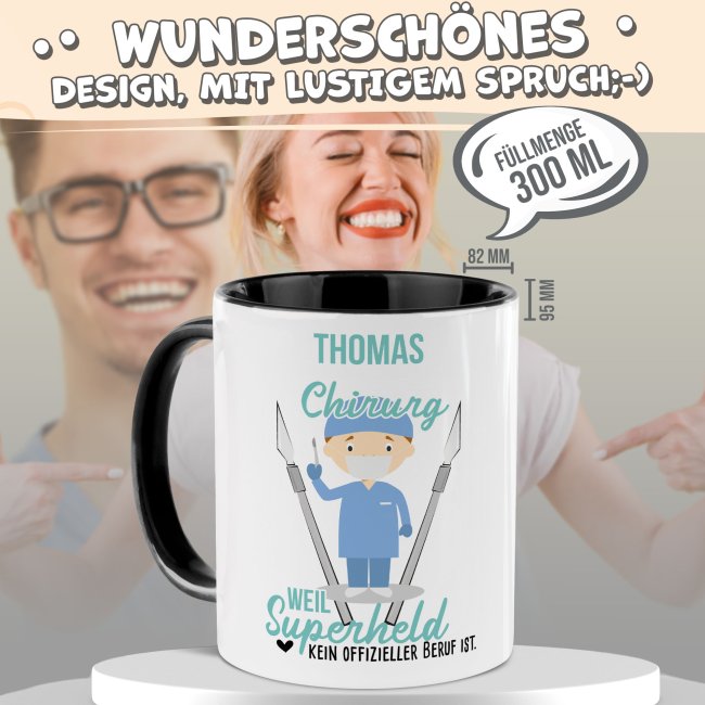Berufe-Tasse f&uuml;r M&auml;nner - Chirurg - mit Name