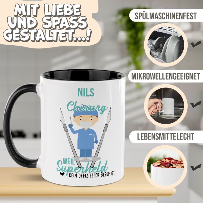 Berufe-Tasse f&uuml;r M&auml;nner - Chirurg - mit Name