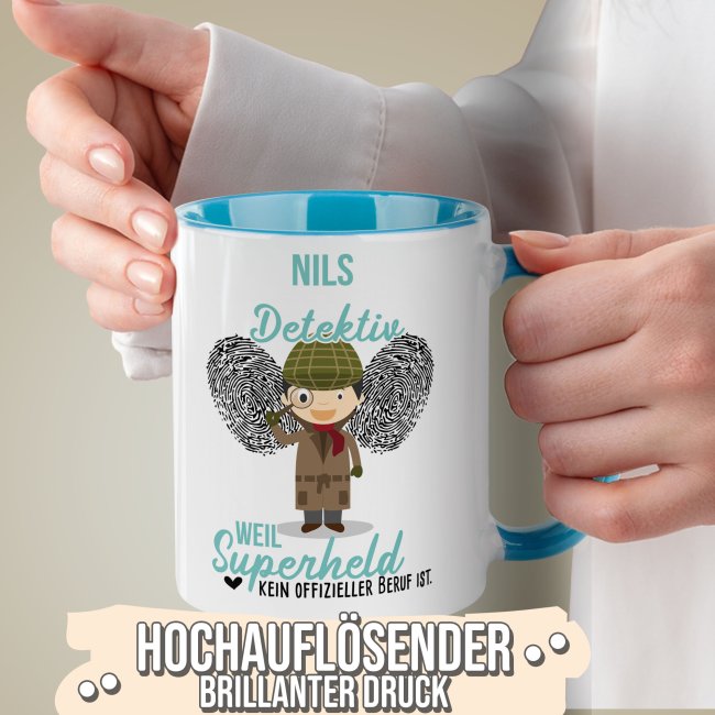 Berufe-Tasse f&uuml;r M&auml;nner - Detektiv - mit Name